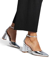 ALDO Jan Patent Mirror Metallic Ankle Strap Pumps