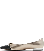 ALDO Maddelyn Metallic Pointed Patent Cap Toe Bow Dress Flats