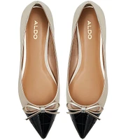 ALDO Maddelyn Metallic Pointed Patent Cap Toe Bow Dress Flats