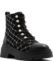 ALDO Marthia Windowpane Pearl Laced Combat Booties