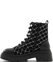 ALDO Marthia Windowpane Pearl Laced Combat Booties