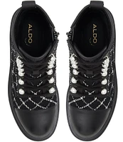 ALDO Marthia Windowpane Pearl Laced Combat Booties