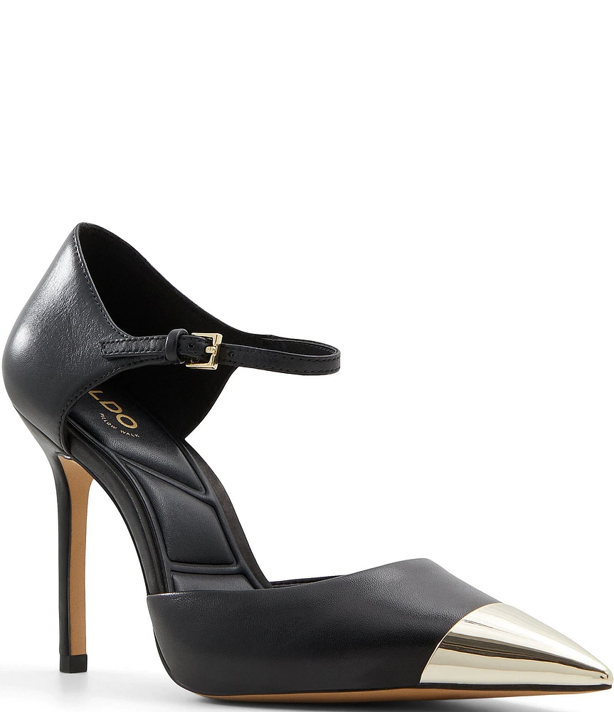 ALDO Mysha Leather Metallic Cap Toe Mary Jane Pumps