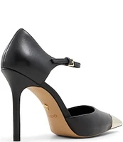 ALDO Mysha Leather Metallic Cap Toe Mary Jane Pumps