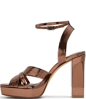 ALDO Nadie Mirror Metallic Ankle Strap Platform Dress Sandals