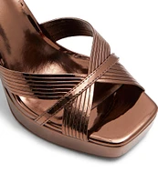 ALDO Nadie Mirror Metallic Ankle Strap Platform Dress Sandals