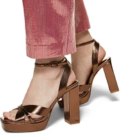 ALDO Nadie Mirror Metallic Ankle Strap Platform Dress Sandals