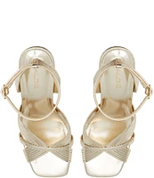 ALDO Nadie Mirror Metallic Ankle Strap Platform Dress Sandals