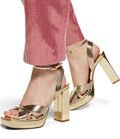 ALDO Nadie Mirror Metallic Ankle Strap Platform Dress Sandals