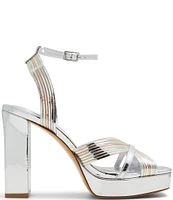 ALDO Nadie Mirror Metallic Ankle Strap Platform Dress Sandals