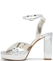 ALDO Nadie Mirror Metallic Ankle Strap Platform Dress Sandals