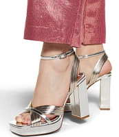 ALDO Nadie Mirror Metallic Ankle Strap Platform Dress Sandals