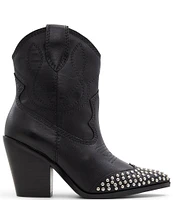 ALDO Omaha Leather Studded Toe Western Booties