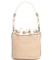 ALDO Sirenax Raffia Drawstring Shell Detail Bucket Bag