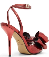 ALDO Tinsletta Mirror Metallic Bow Dress Sandals