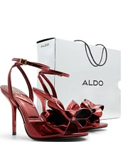 ALDO Tinsletta Mirror Metallic Bow Dress Sandals