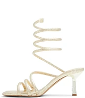 ALDO Twirly Metallic Snake Embossed Ankle Wrap Strappy Dress Sandals