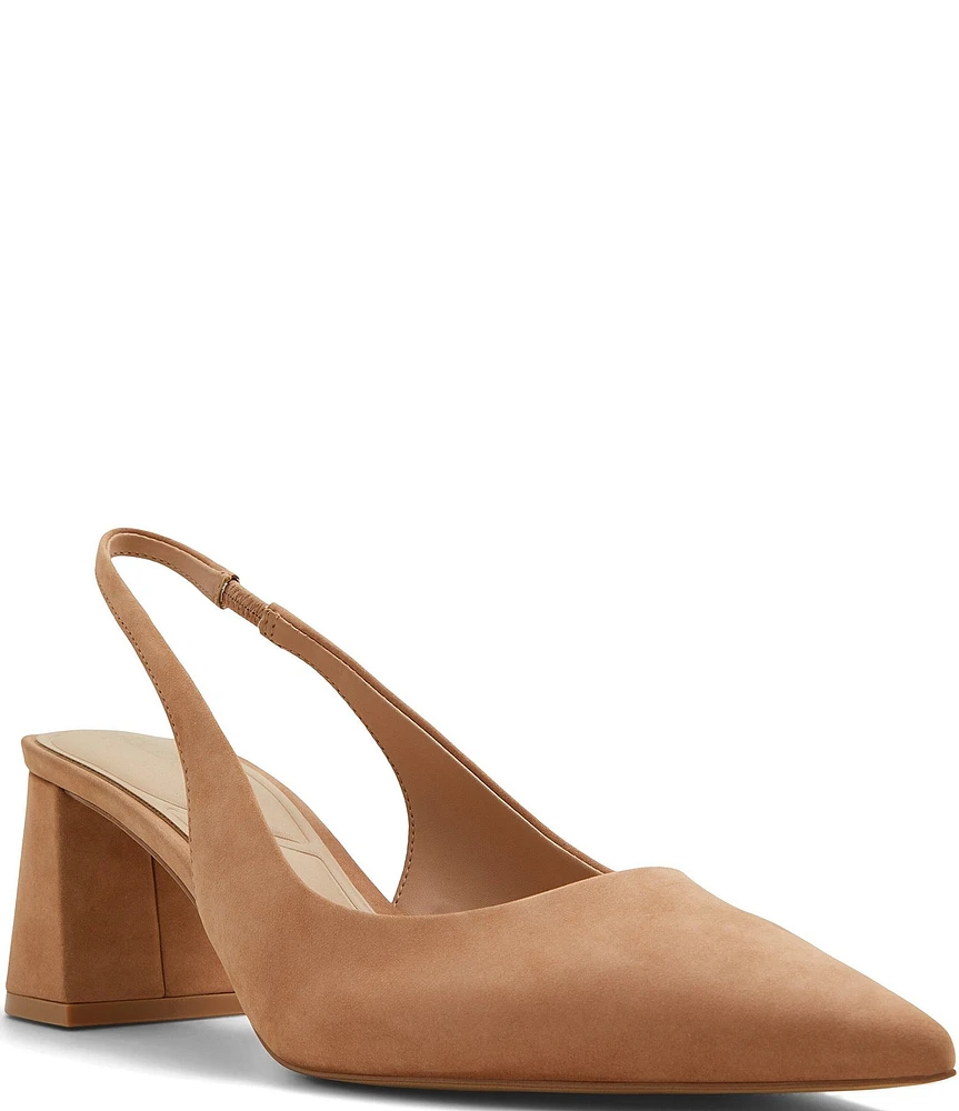 ALDO Uliana Nubuck Suede Block Heel Sling Pumps