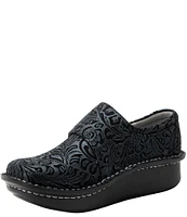 Alegria Deliah Navy Swish Print Leather Monk Strap Slip-Ons