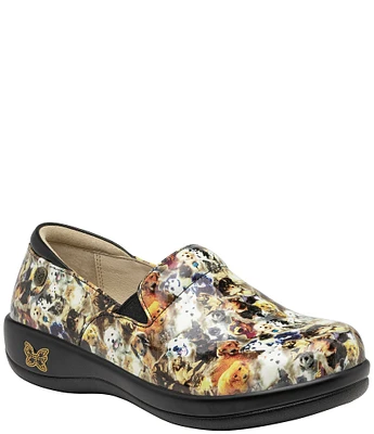 Alegria Keli Paws Up Print Leather Clogs