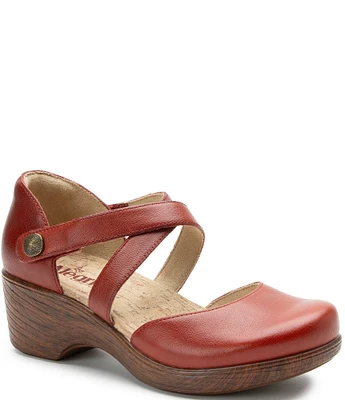 Alegria Savina Leather Ankle Strap Platform Clogs