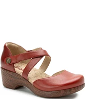 Alegria Savina Leather Ankle Strap Platform Clogs