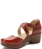 Alegria Savina Leather Ankle Strap Platform Clogs