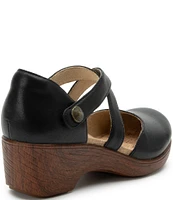 Alegria Savina Leather Ankle Strap Platform Clogs