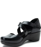 Alegria Savina Leather Ankle Strap Platform Clogs