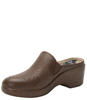 Alegria Serenti Western Stitched Leather Platform Clog Mules