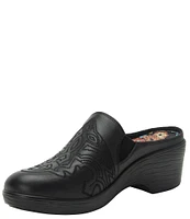 Alegria Serenti Western Stitched Leather Platform Clog Mules