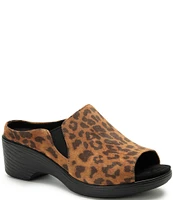 Alegria Shilaine Leopard Print Stretch Clog Slide Sandals