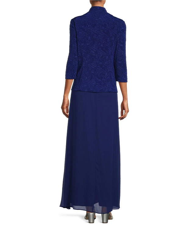 green emerald velvet dress Alex Evenings Women's Jacquard Long Dress Mandarin-Neck Jacket (Petite  Regular), Smoke, 16P : Buy Online at Best Price in KSA main image 0