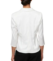 Alex Evenings 3/4 Sleeve Collar Neck Shimmer Satin Blouse