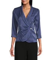 Alex Evenings 3/4 Sleeve Collar Neck Shimmer Satin Blouse