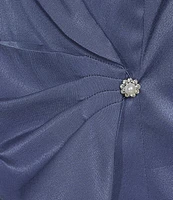 Alex Evenings 3/4 Sleeve Collar Neck Shimmer Satin Blouse