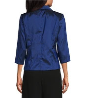 Alex Evenings 3/4 Sleeve Collared V-Neck Taffeta Blouse