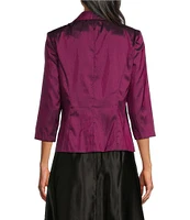 Alex Evenings 3/4 Sleeve Collared V-Neck Taffeta Blouse