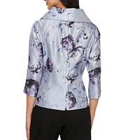 Alex Evenings 3/4 Sleeve Floral Print Organza Blouse