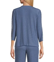 Alex Evenings 3/4 Sleeve Metallic Knit Twinset
