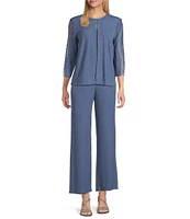 Alex Evenings 3/4 Sleeve Metallic Knit Twinset