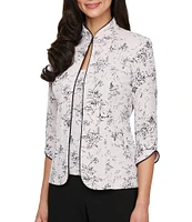Alex Evenings 3/4 Sleeve Printed Jacquard Twinset