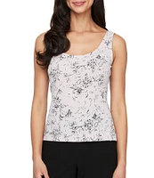 Alex Evenings 3/4 Sleeve Printed Jacquard Twinset