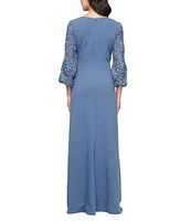 Alex Evenings 3/4 Sleeve V-Neck Crepe Dress