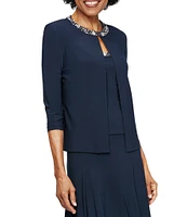 Alex Evenings Beaded 3/4 Sleeve Scoop Neck 2-Piece Jacket Dress