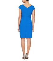 Alex Evenings Cap Sleeve Surplice V-Neck Cascade Ruffle Dress