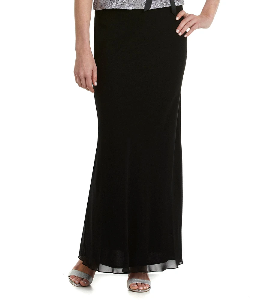 Alex Evenings Chiffon Ruffle Hem A-Line Maxi Skirt