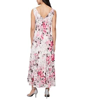 Alex Evenings Chiffon Floral Print High-Low Hem Slip Dress