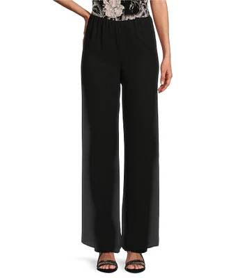 Alex Evenings Silky Chiffon Wide Leg Flowy Pants