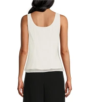 Alex Evenings Chiffon Embroidered Sequin Square Neck Twinset